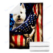 Custom Blanket West Highland White Terrier Dog American Flag Blanket - Fleece Blanket
