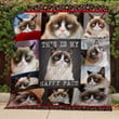 Grumpy Cat This Is My Happy Face For Cat Lovers Kids Bedroom Fleece Quilt Blanket Personalized Customized Home Bedroom Decor Gift