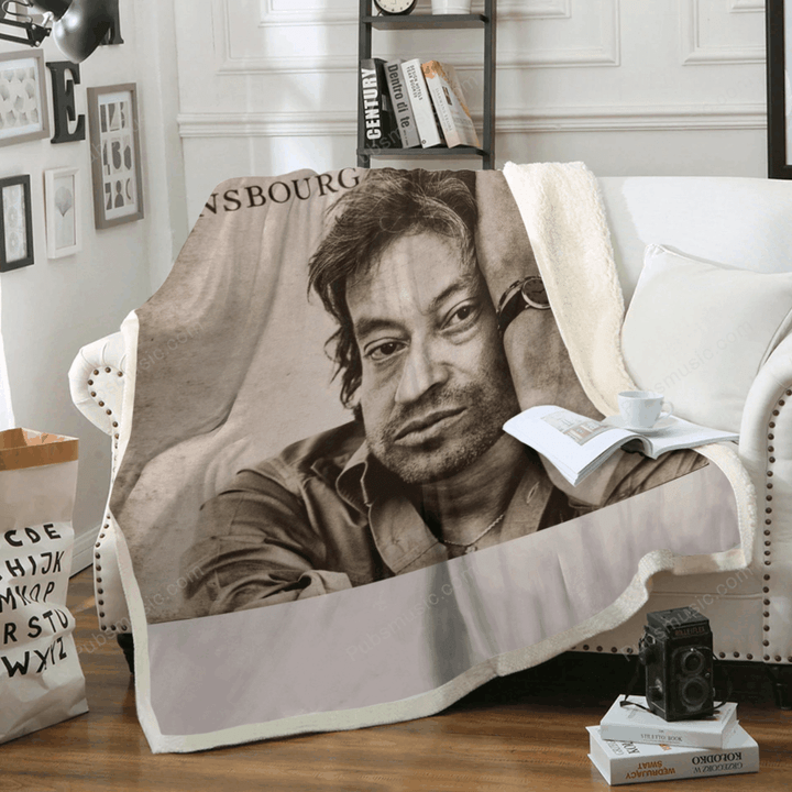 Serge Gainsbourg - Music Vintage Artwork Art For Fans Sherpa Fleece Blanket