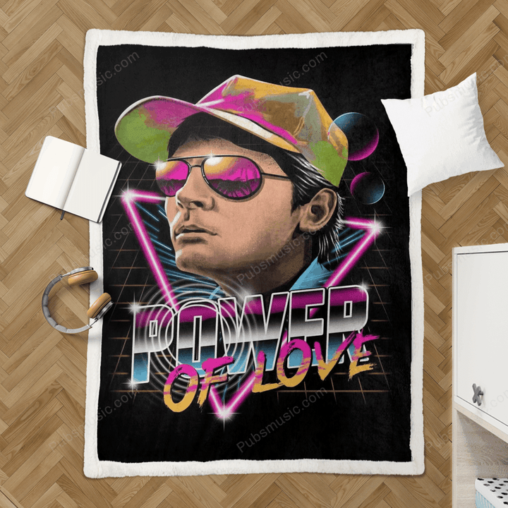 Synthwave 80's retro design of Marty McFly in coll - Cyber Punk Collection Sherpa Fleece Blanket