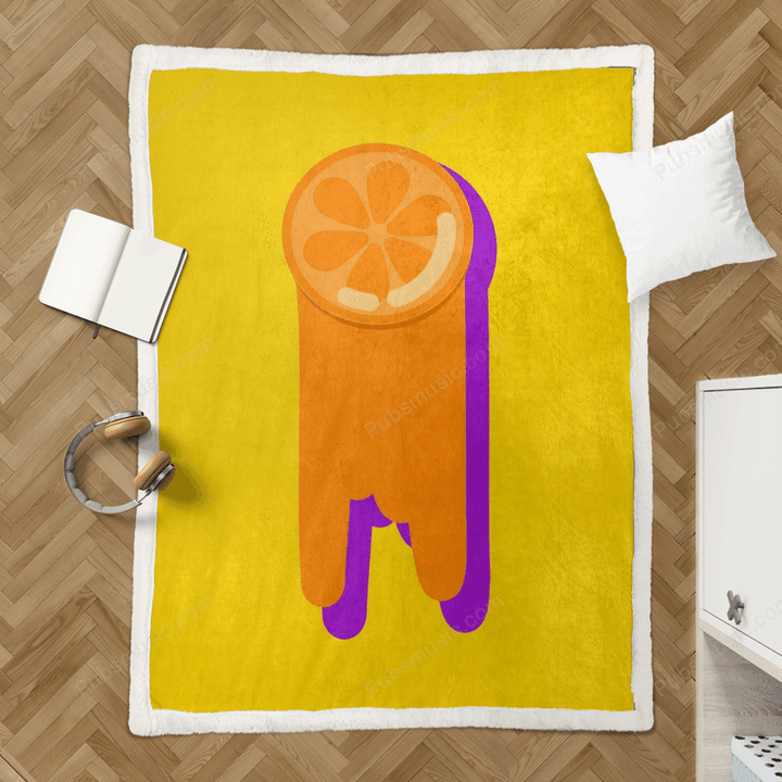 orange pop art - Contrasting Color Fruit Sherpa Fleece Blanket