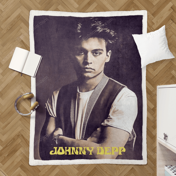 Johnny Depp - Retro Portraits Sherpa Fleece Blanket