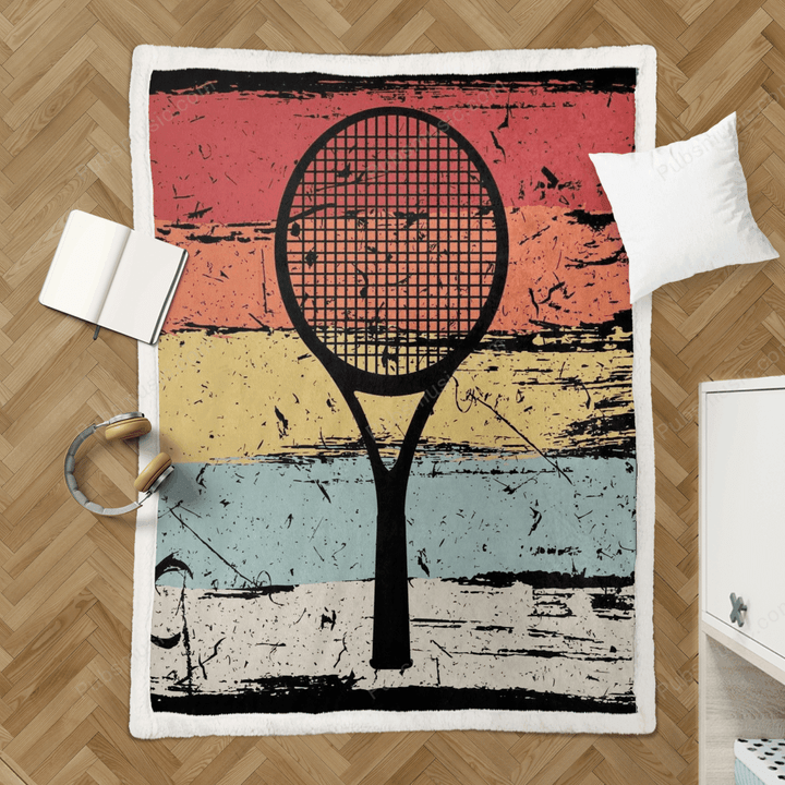 Vintage Tennis Racket - Tennis Player Gifts Sherpa Fleece Blanket