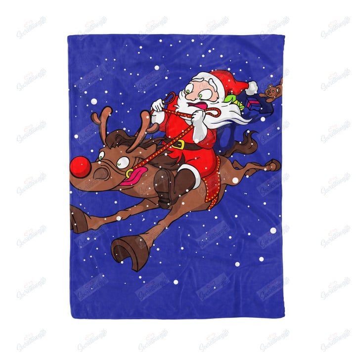 Christmas Horse Riding Santa Am2310768Cl Fleece Blanket