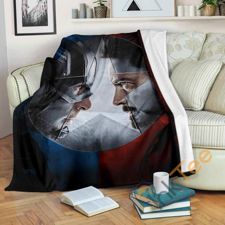Captain Vs Iron Man Fleece Fan Gift Premium Fleece Blanket