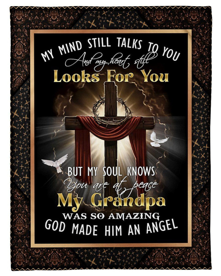 Gift For Angel Grandpa Dove My Grandpa Was So Amazing God Made Fleece Blanket