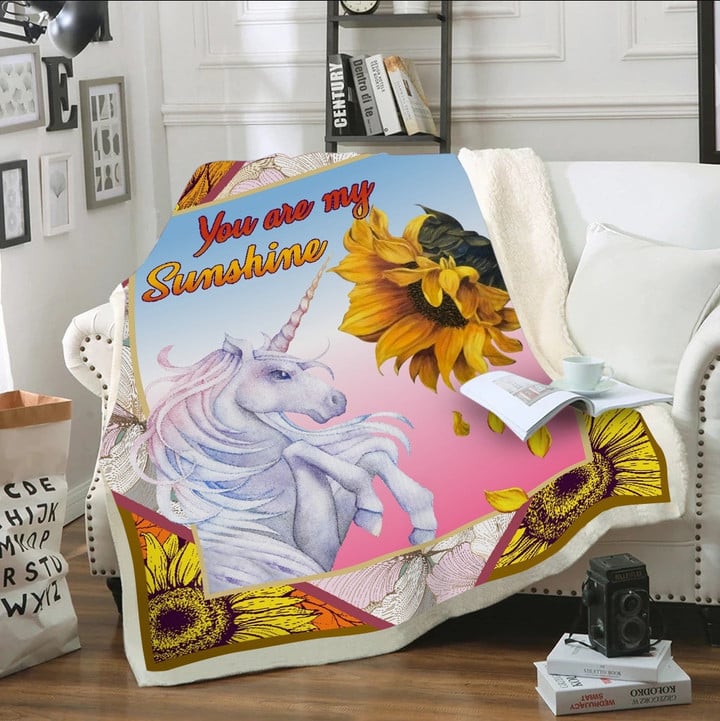 Unicorn You Are My Sunshine Premium Sofa Blanket Fleece Blanket