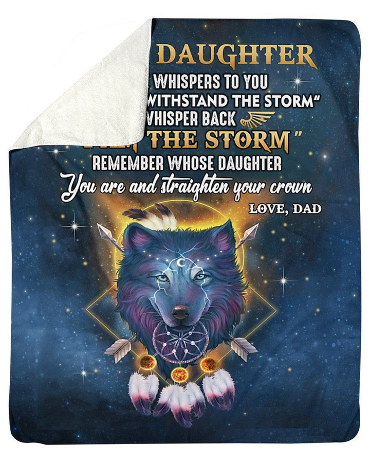 If Fate Whispers To You Wolf Dad To Daughter Sherpa Blanket