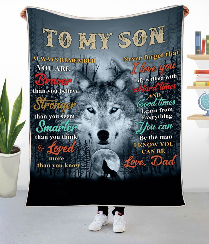 Howling Wolf Dad Fleece Blanket Gift For Son Always Remember