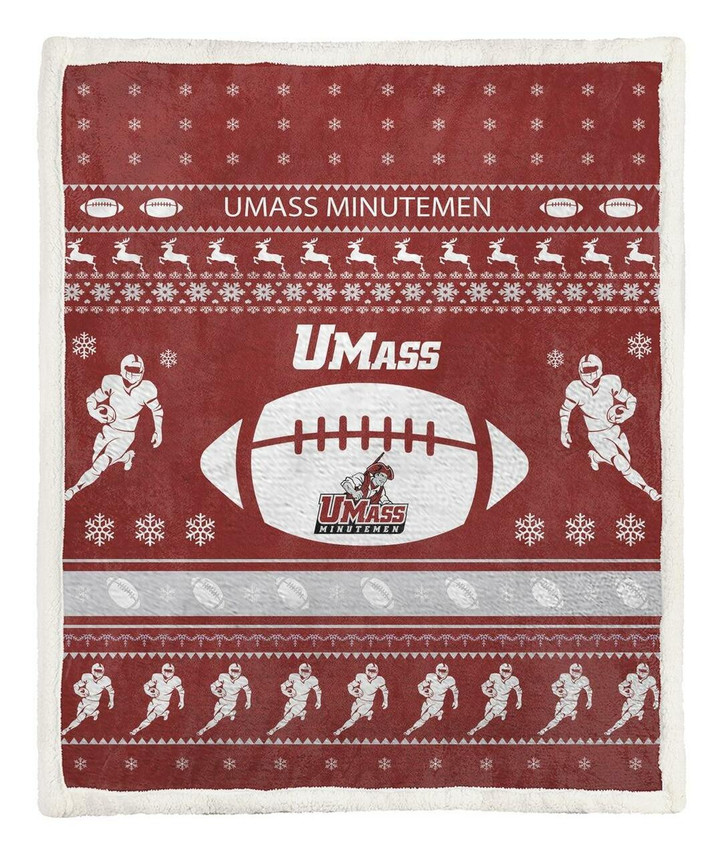 Umass Minutemen Ncaa Football Ugly Christmas Fleece Blanket Custom Blankets Large Size 60x80 Inches Blanket1959