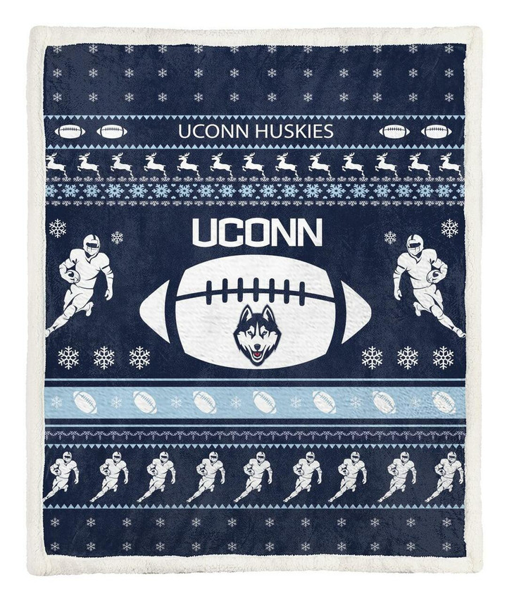 Uconn Huskies Ncaa Football Ugly Christmas Fleece Blanket Custom Blankets Large Size 60x80 Inches Blanket1966
