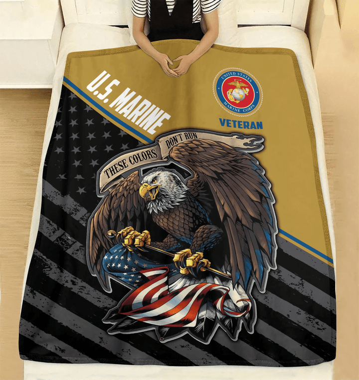FamilyGater Veteran US Marine US Eagle Flag Best Gift Sherpa Blanket