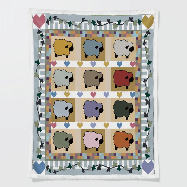 Baby Sheep Pattern Sherpa Blanket W220958