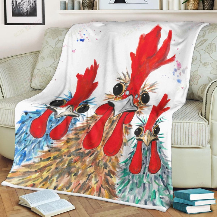 Love Rooster Fleece Blanket