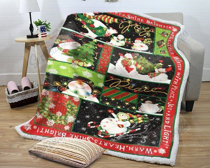 Joy Peace Christmas Snowman Collage Gs-Ld2810Mt Fleece Blanket