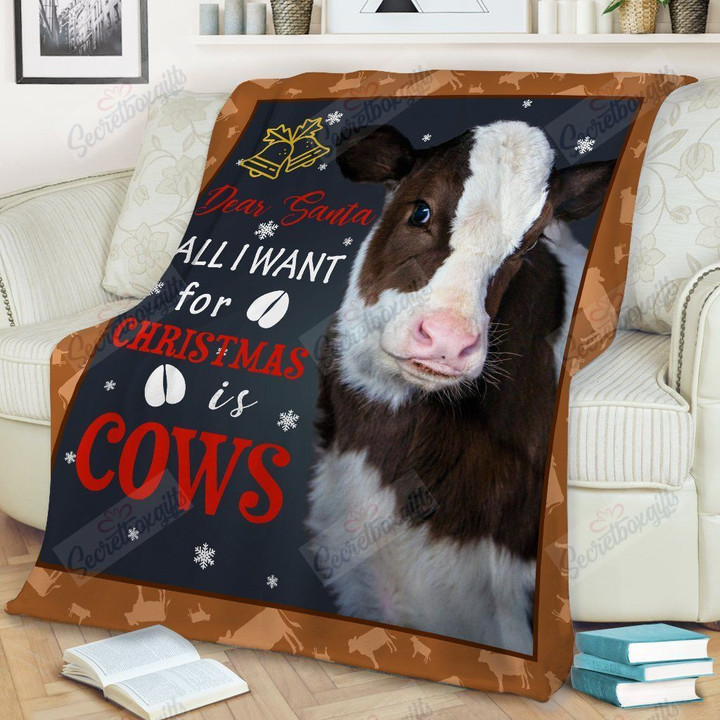 Cow Dear Santa All I Want For Christmas Is Cows Xa0601437Cl Fleece Blanket
