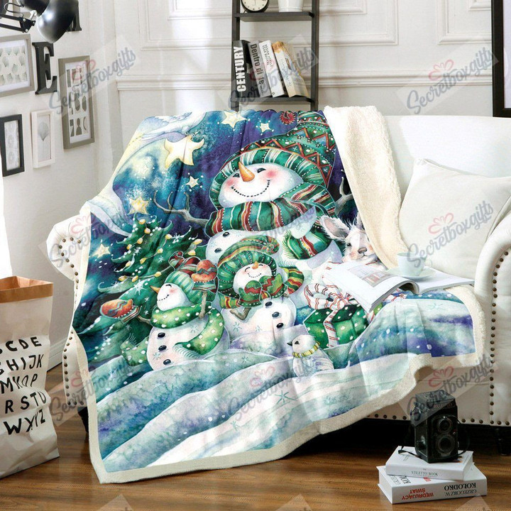 Snowman Family Christmas Beauty Gs-Cl-Kc1208 Fleece Blanket