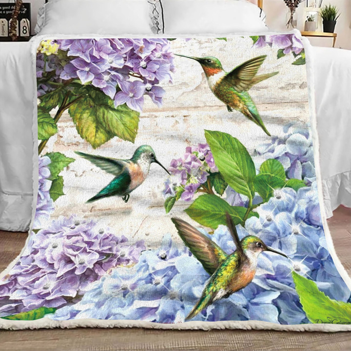 Hummingbird Hydrangeas HTTIEN PAVIET Fleece Blanket AAAAE FKOBON
