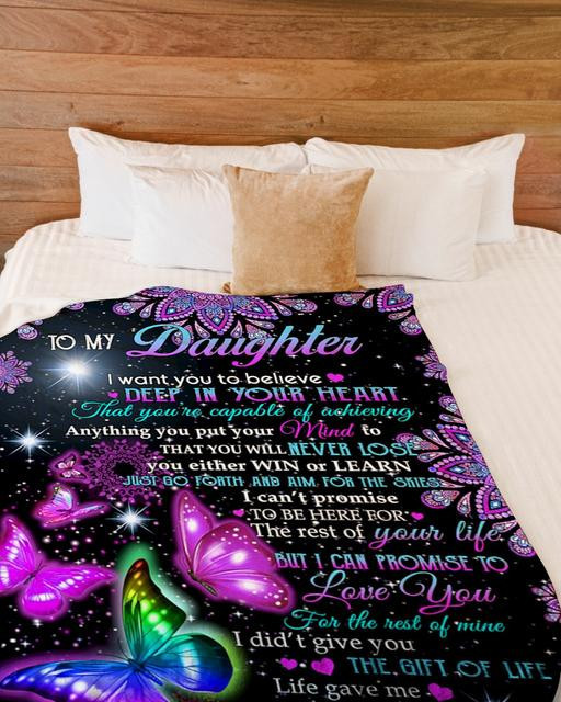 Daughter To Mom For All The Time Elephant Fleece Blanket Personalized Gift