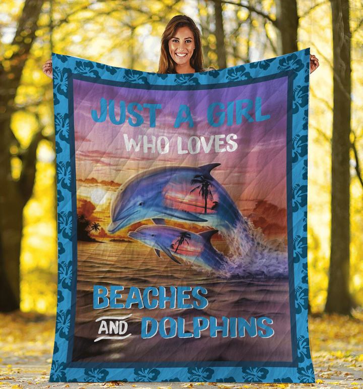 Dolphin Beaches And Dolphins Quilt Blanket Christmas Gift Ideas