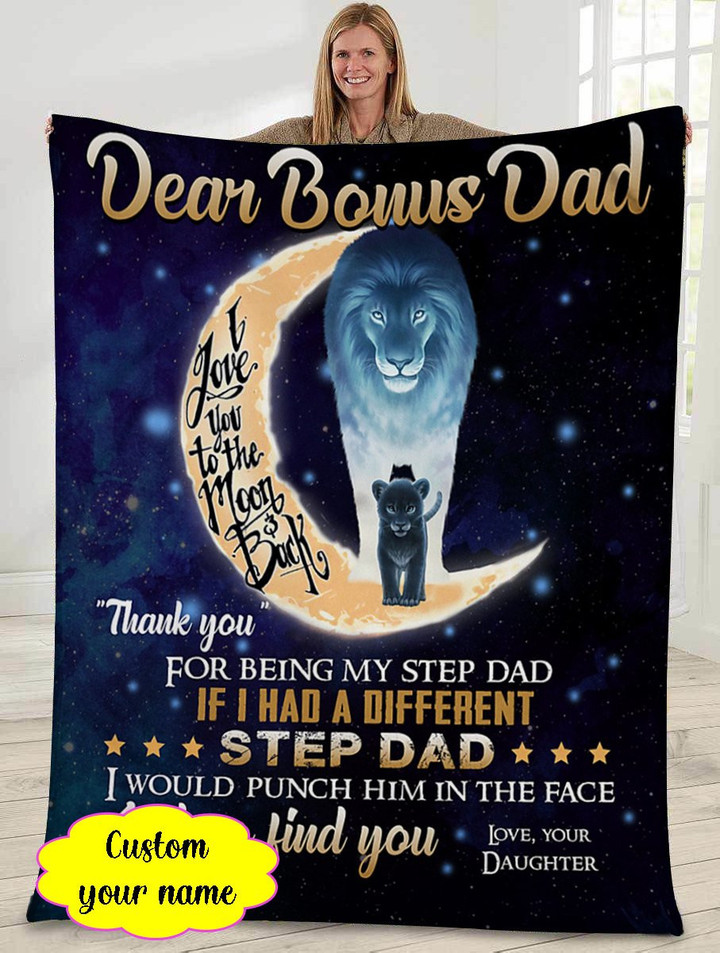 Gift for dad - Lion thank you for being my bonus dad - Father's day gifts | 3D Print Fleece Blanket