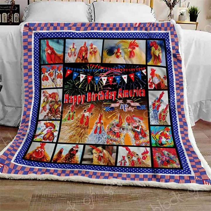 Happy Birthday America Chicken Cl301090Mdf Sherpa Fleece Blanket