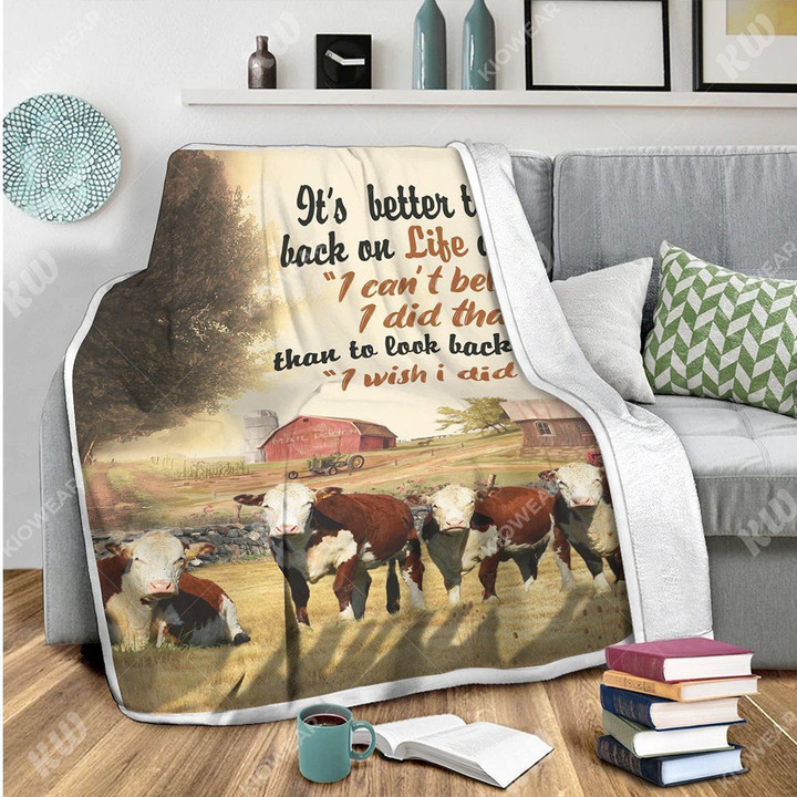 Cow Family It Is Better To Look Back Awesome MYT208 3D Customized Sherpa Fleece Blanket