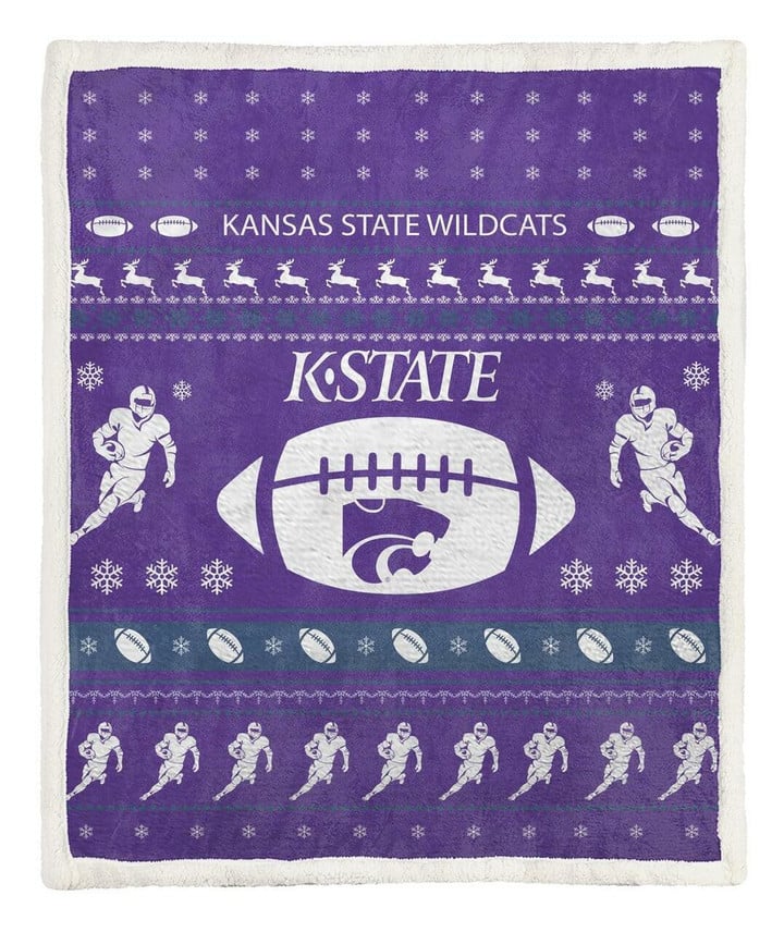 Kansas State Wildcats Ncaa Football Ugly Christmas Fleece Blanket Custom Blankets Large Size 60x80 Inches Blanket2024