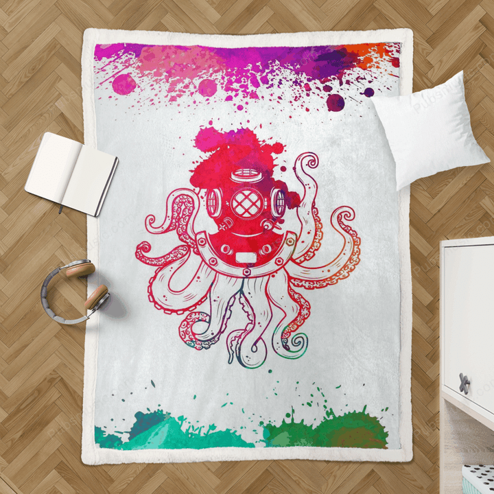pop art octopus  - Animal Sherpa Fleece Blanket