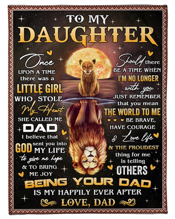 There Was Little Girl Stole My Heart Dad To Daughter Lion Fleece Blanket Fleece Blanket