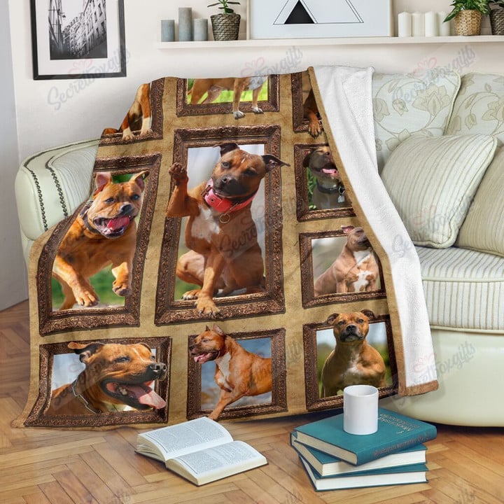 3D Staffordshire Bull Terrier Dog Am0401041Cl Fleece Blanket