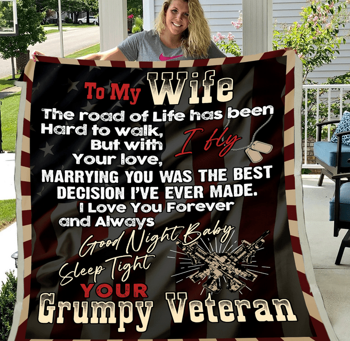 
	Veteran Blanket - To My Wife Grumpy Veteran Atm-Usbl39 Fleece Blanket