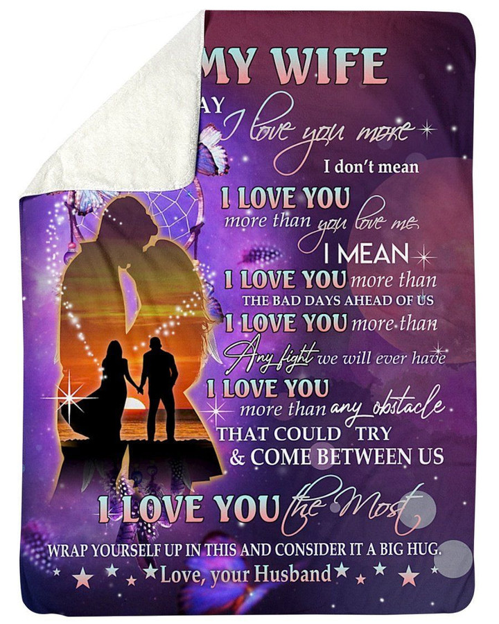 Love You More Than Any Obstacle Husband Gift For Wife Sherpa Blanket