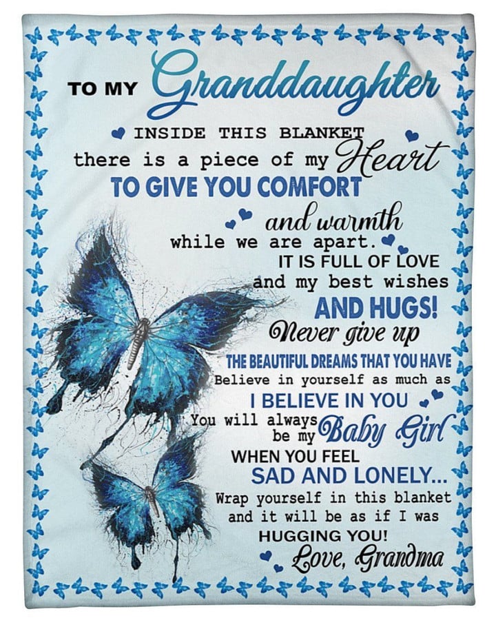 Never Give Up On The Beautiful Dreams Butterflies Grandma Gift For Granddaughter Fleece Blanket