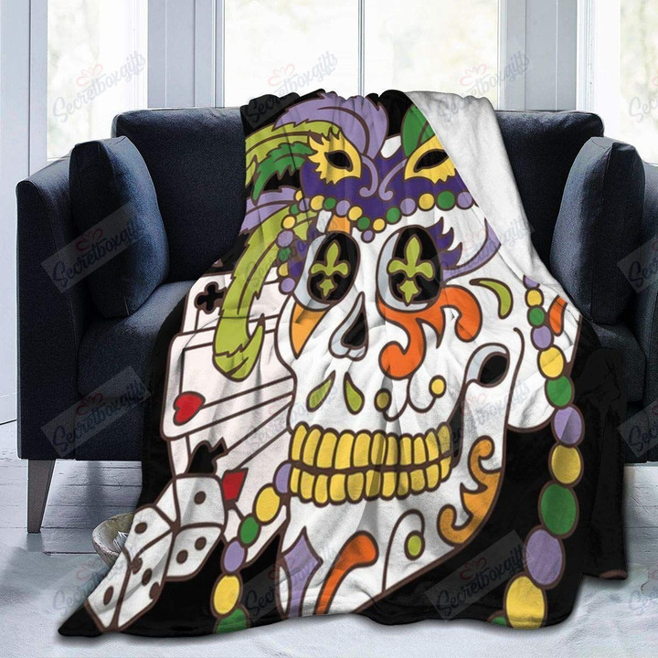Mardi Gras New Orleans Skull Gs-Cl-Dt0102 Fleece Blanket