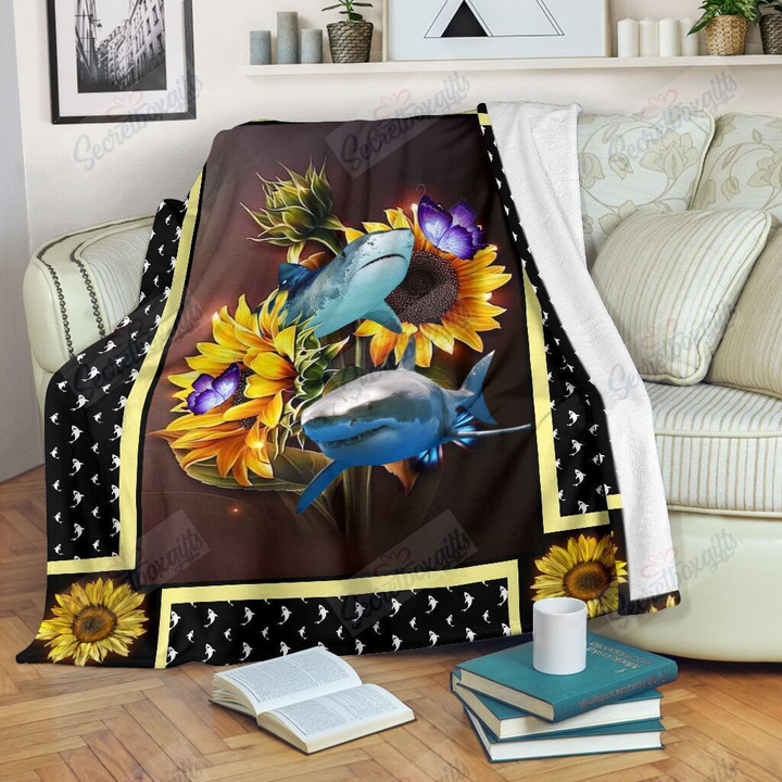 Shark Dark Sunflower Yw1802453Cl Fleece Blanket