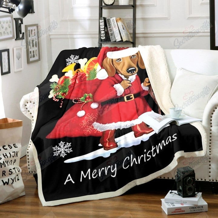Christmas Dachshund Xa0502587Cl Fleece Blanket