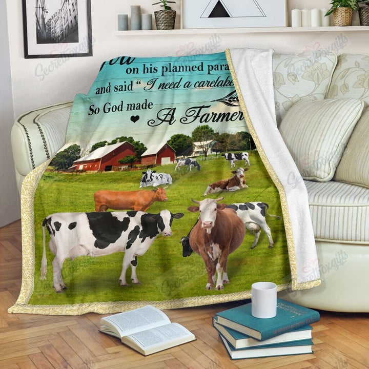 Cow God Made Farmer Yw0202752Cl Fleece Blanket