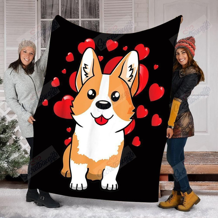 Cute Corgi Dog Valentines Day Yq0302204Cl Fleece Blanket