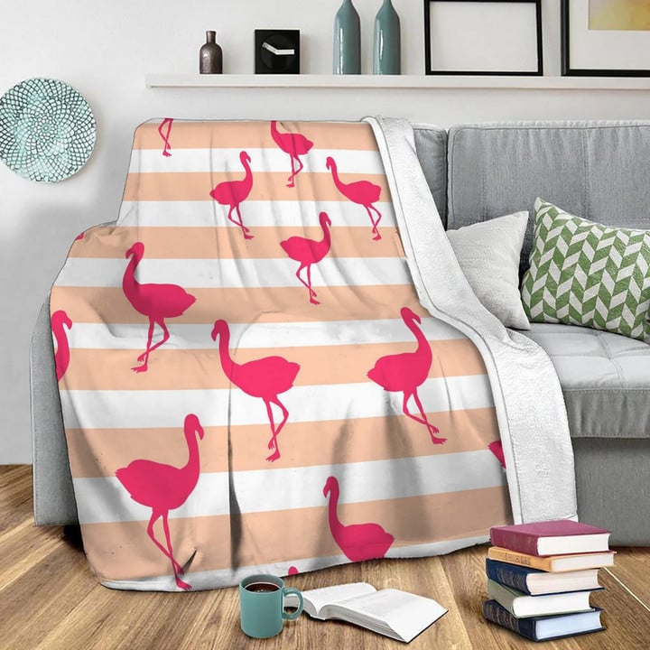 Flamingos And Peach Fleece Throw Blanket