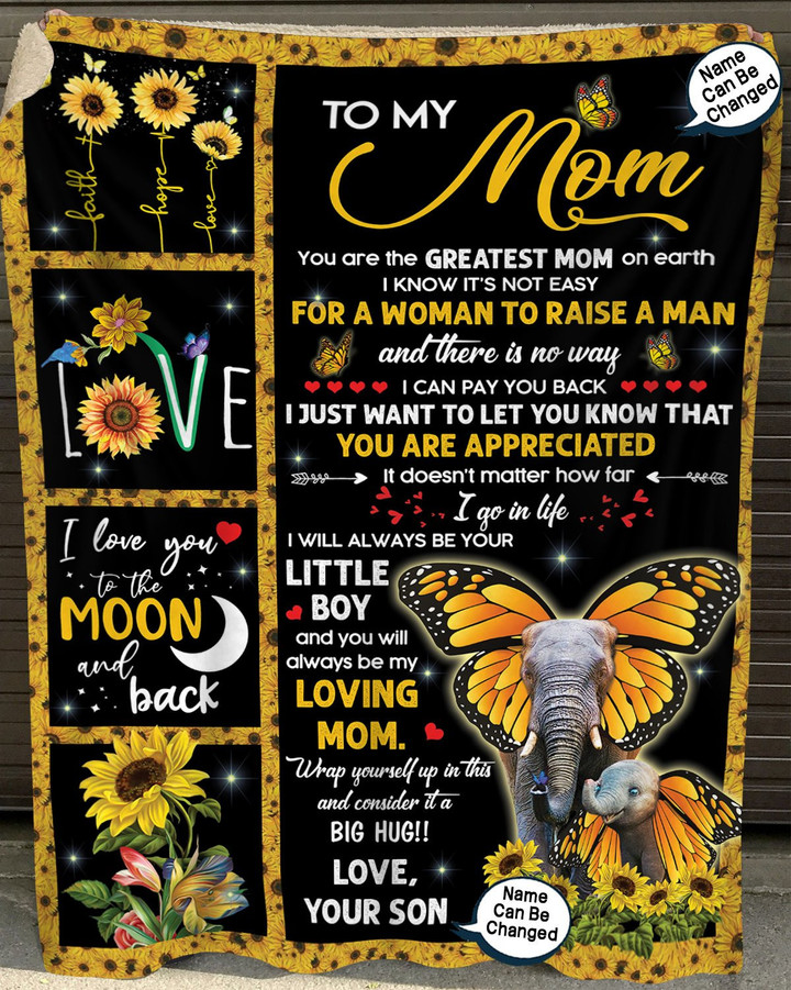 Personalized To My Mom, You Are The Greatest Mom Sunflower Fleece Blanket