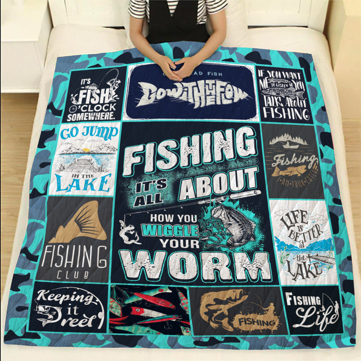 Wozoro Quilt Blanket Fishing How Your Wiggle Your Worm Twin Queen King Size