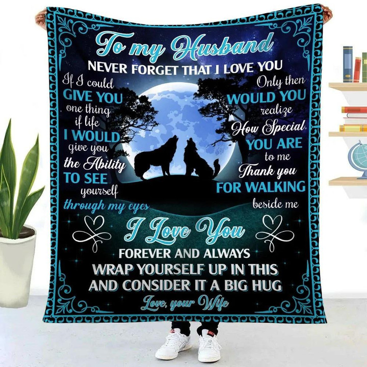 Woft Wife To My Husband Sherpa Blanket Never Forget I Love You - Valentine'S Day Gifts - Valentine Gift For Husband - Blanket Valentine For Husband