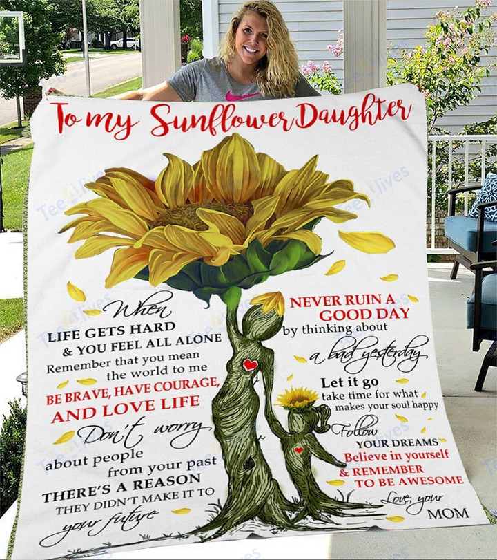 Custom Blanket To My Sunflower Daughter Blanket - Fleece Blanket
