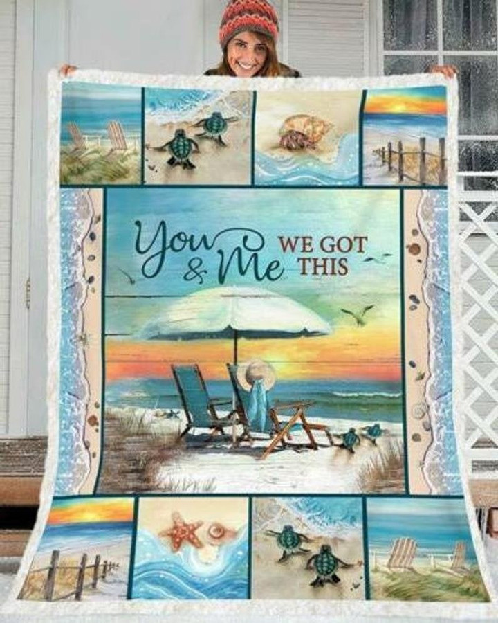 Turtles You & Me We Got This Fleece Quilt Blanket Personalized Customized Home Bedroom Decor Gift