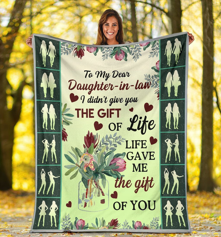 To My Dear Daughter In Law Flower Life Gave Me The Gift Of You Fleece Blanket