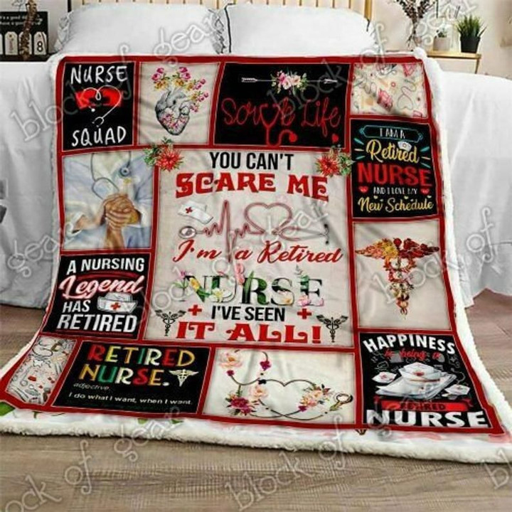 Proud Retired Nurse Fleece Quilt Blanket Personalized Customized Home Bedroom Decor Gift