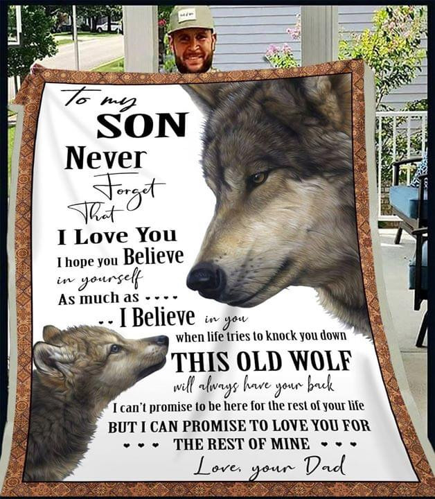 To My Son I Hope You Believe In Yourself Wolf Dad Gift From Dad Cozy Fleece Blanket, Sherpa Blanket