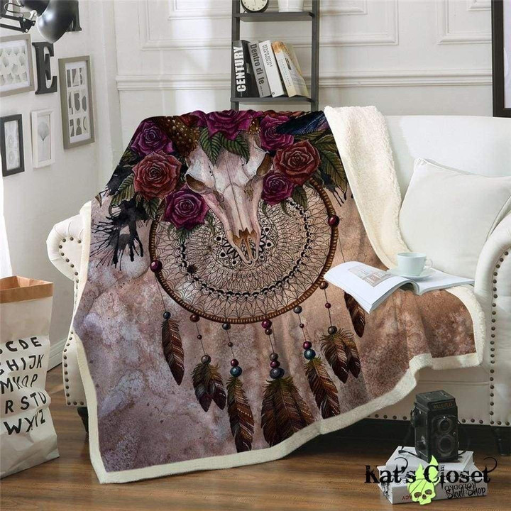 Mystery Skull Dreamcatcher Cla0510230F Sherpa Fleece Blanket