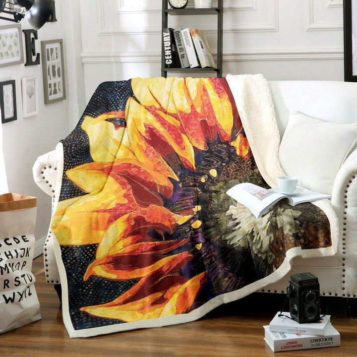 Sunflower Sherpa Fleece Blanket Yk